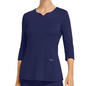 NWT Jaanuu Navy Blue 3/4 Sleeve Scrub Top